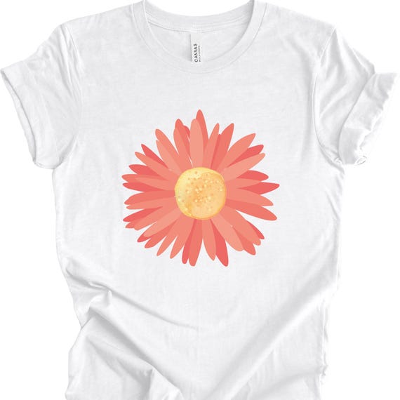 Coral Daisy T-Shirt: Botanical Spring Flower Tee