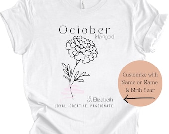 October Birth Flower Tee: Marigold Graphic T-Shirt