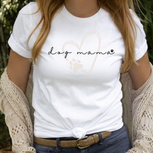Dog Mama Tee: Heart Paw Print, Personalized Dog Names