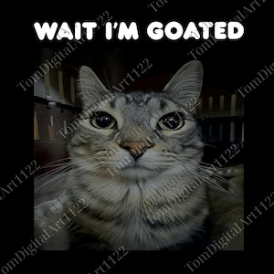 Wait I&#39;m Goated Cat Meme png, Weirdcore Digital, Silly Cat png, Unhinged png, Cat love Kitten png, Funny Teenager Gifts, Cat Lover