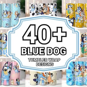 40+ Blue Dog Tumbler Wrap Bundle, Cartoon Tumbler Design Bundle PNG, 20oz Skinny Tumbler Wrap, Sublimation Tumbler PNG, Kids Tumbler
