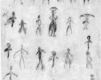 Grabado original sobre plexiglás, n.º 32, arte figurativo tribal y ancestral, retrato de figuras humanas, obra de arte moderna.