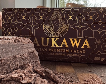 Bloque de Cacao Ceremonial Orgánico - Cacao Puro de Perú para Rituales, Meditación y Bienestar (500 g)