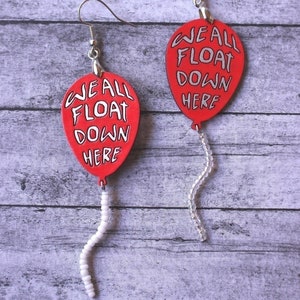 Float Balloon Earrings, Handmade Horror Jewelry, Spooky Fashion Accessory, Horror Movie Inspired, Horror Gift for Her, Halloween Jewelry