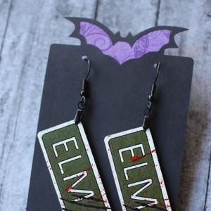 Street Sign Horror Earrings, Handmade Horror Jewelry, Horror Lover Gift, Halloween Accessory, Jewelry for Her, Nightmare Accessories