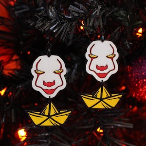 Clown Earrings, Handmade Horror Jewelry, Scary Halloween Accessory, Creepy Costume Earrings, Unique Gift for Her, Scary Clown Gift