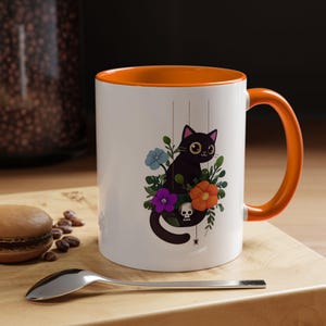 Charming Cat Floral Coffee Mug, Cute Mug for Cat Lovers, Gift for Cat Owners, Unique Kitchenware, Perfect for Every Occasion, Black Cat Gift