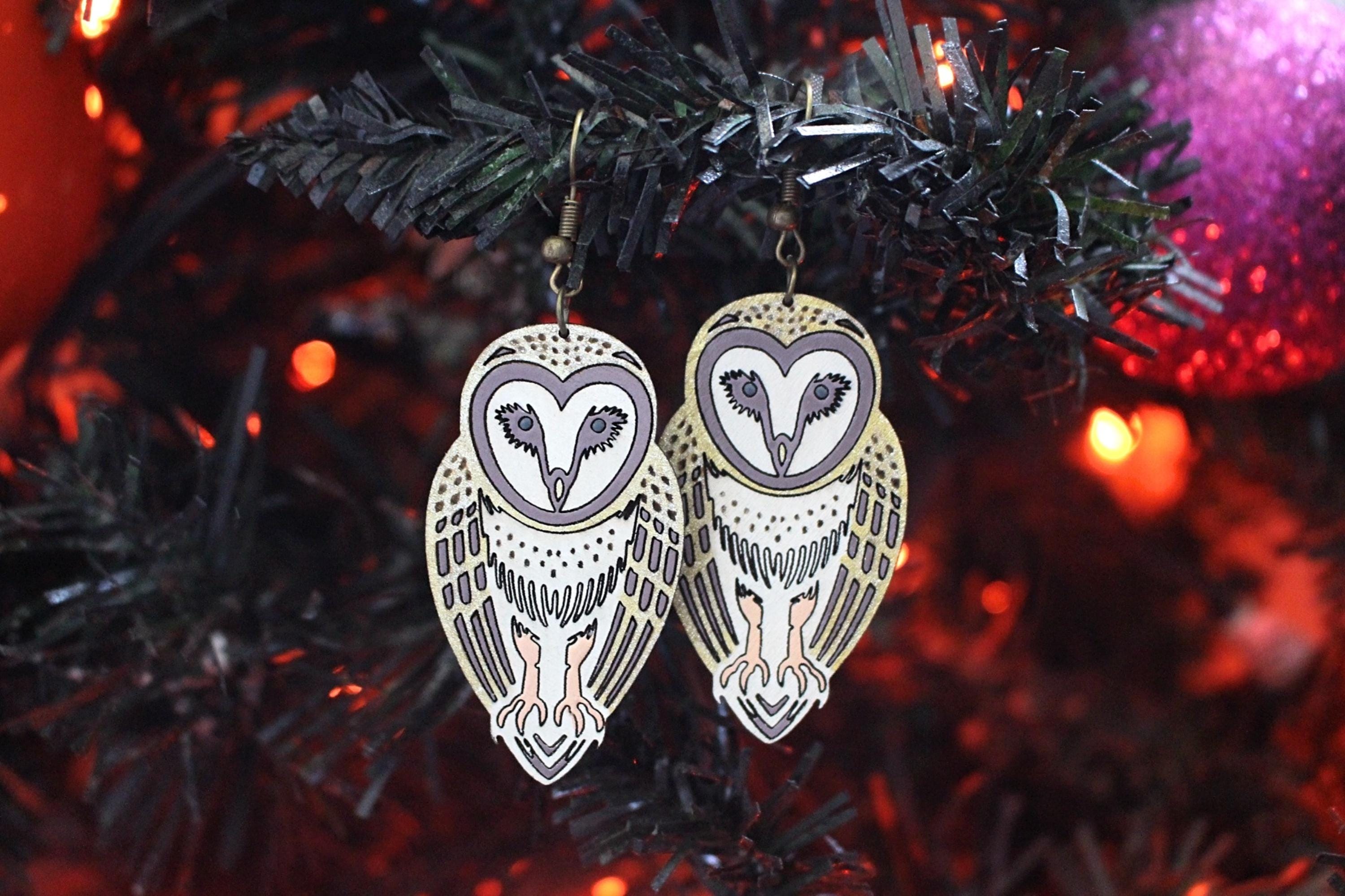 Unique Barn Owl Earrings, Fantasy Movie Inspired Jewelry, Nature Earrings, Unique Earrings, Bird Ent