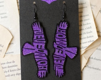 Edgar Allan Poe Inspired Raven Earrings, Gothic Nevermore Jewelry, Quote the Raven, Gift for Book Lovers
