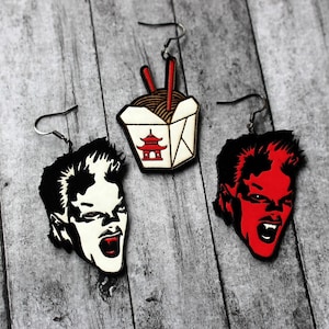 Only Noodles Earrings, Vampire Inspired Jewelry, Vampire Gothic Earrings, Horror Movie jewelry, 80s Nostalgia, Cult Classic Horror. 4 Styles