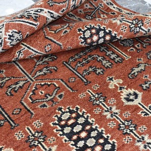 Rust Oushak Rug geometric Hand Knotted Turkish Vintage Area Rug Handmade 4x6 to 10x14 ft Living Room Carpet