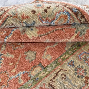 Tapete Oushak turco vintage, feito à mão, 9x12 pés, lã, para sala de estar, tamanho 4x6 a 10x14 pés.