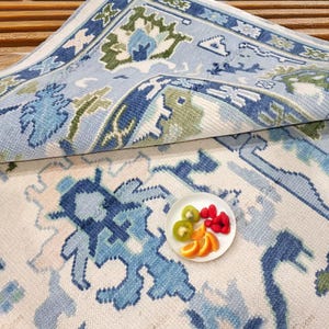 Hand Knotted Oushak Rug: Turkish Vintage Wool Area Rug