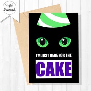 Gato Animal de Festa - Cartão de Aniversário Divertido | Download Instantâneo | Imprimível com Envelope