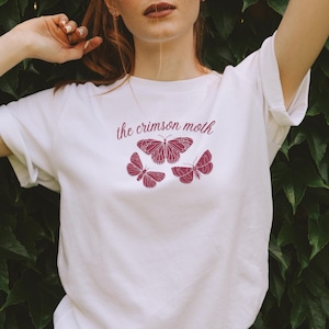 The Crimson Moth Shirt Fantasy Book Tee Subtle Reader Gift Bookish Aesthetic Top Quiet Rebellion Fan Merch For Literary Lovers