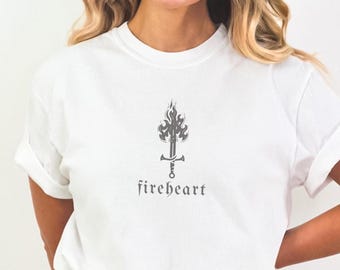 Fireheart Shirt Throne of Glass Merch Fantasy Book Tee Aelin Galathynius Inspired Top Bookish Gift for Readers Bookworm T-Shirt