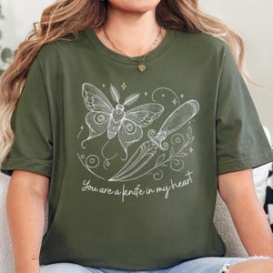 The Crimson Moth Shirt Fantasy Book Lover Tee Knife In My Heart Quote Top Bookish Aesthetic Shirt Dark Romance Reader Gift For Fans