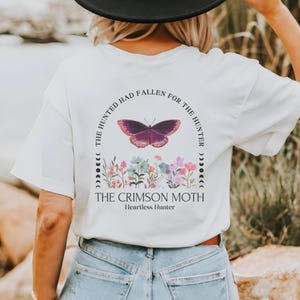 The Crimson Moth Shirt Heartless Hunter Bookish Tee Floral Butterfly Book Series Inspired Graphic Shirt Fantasy Reader Gift