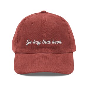 Gestickt Go Buchen Hut Cord Vintage Cap Buchliebhaber Geschenk Booktok Hut Academia Aesthetic Reader Merch