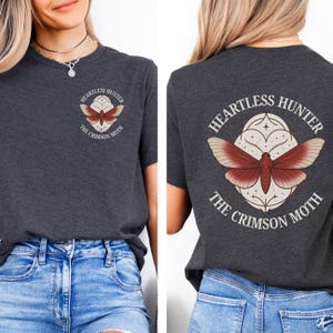 Heartless Hunter The Crimson Moth T-Shirt Pocket and Back Print Bookish Fantasy Tee Reader Shirt Rebel Aesthetic Romantic Cozy Tee
