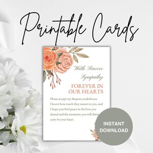 Aquarel Memorial Peach Rose Card, kaart sterfgeval, gepersonaliseerde condoleancekaart, bloemdessin, condoleancekaart bloemen, herdenkingskaart