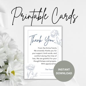 Faire-part pour les funérailles floral simple, aquarelle pour les funérailles, Design minimaliste, Merci après les funérailles, Merci minimaliste