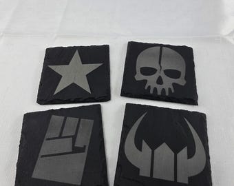 Black Rock Shooter | Slate Drink Coasters | Engraved | Anime | Round and Square Options