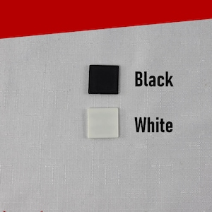May include: A graphic display titled Color Options featuring two small square tiles. One tile is solid black, labeled Black, and the other is solid white, labeled White. The bottom corner includes a red torii gate logo and the text Silver Harmony Studios LLC.