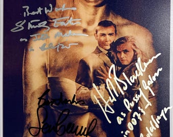 Autograph Signed COA Sean Connery, Honor Blackman, Shirley Eaton Photo