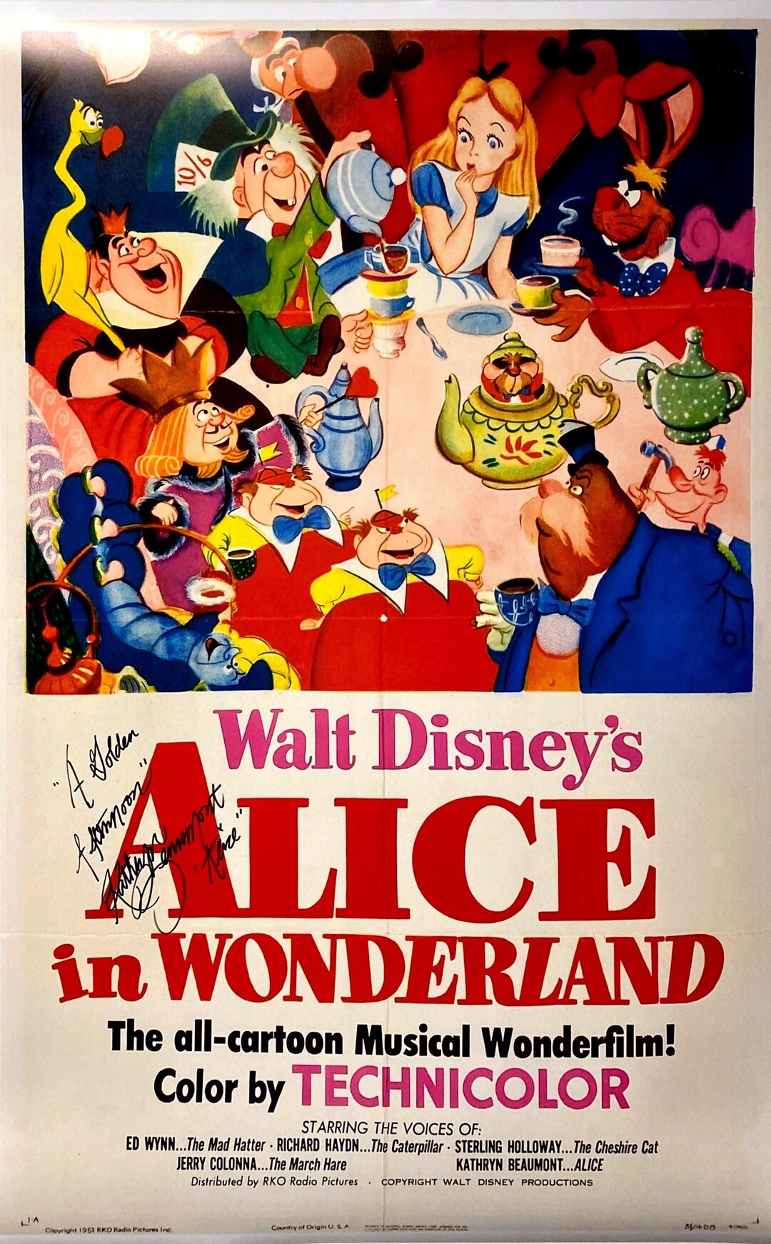 直筆サイン入り『不思議の国のアリス』ポスター COA - Etsy 日本
