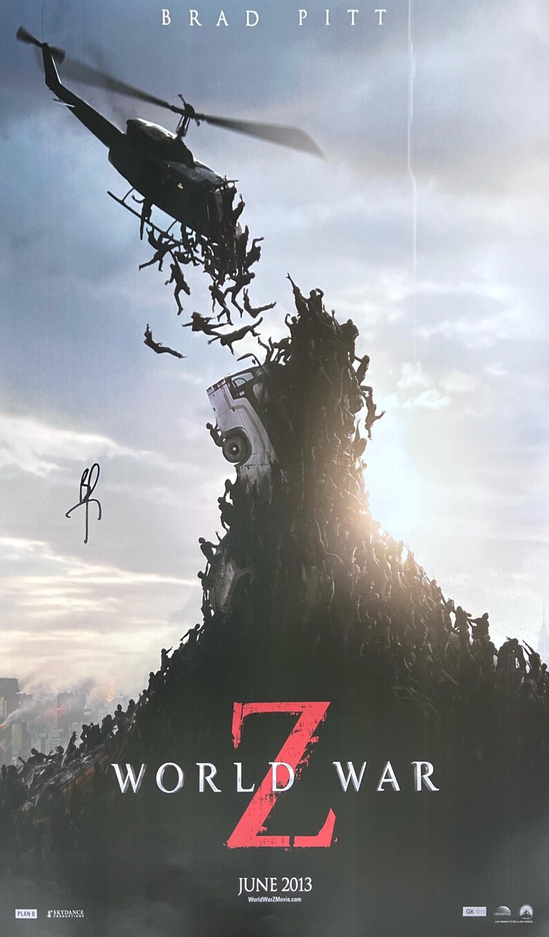 Cartaz autografado de Guerra Mundial Z imagem 1