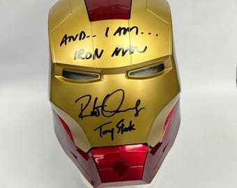 Capacete do Homem de Ferro com assinatura autógrafo COA