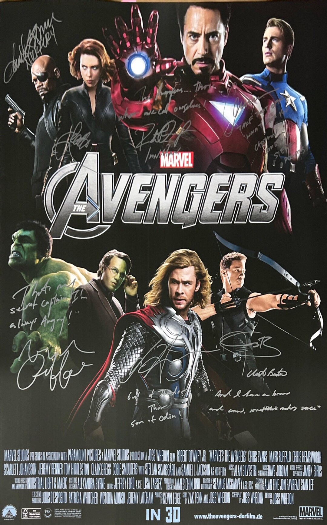 直筆サイン入りアベンジャーズポスター COA - Etsy 日本
