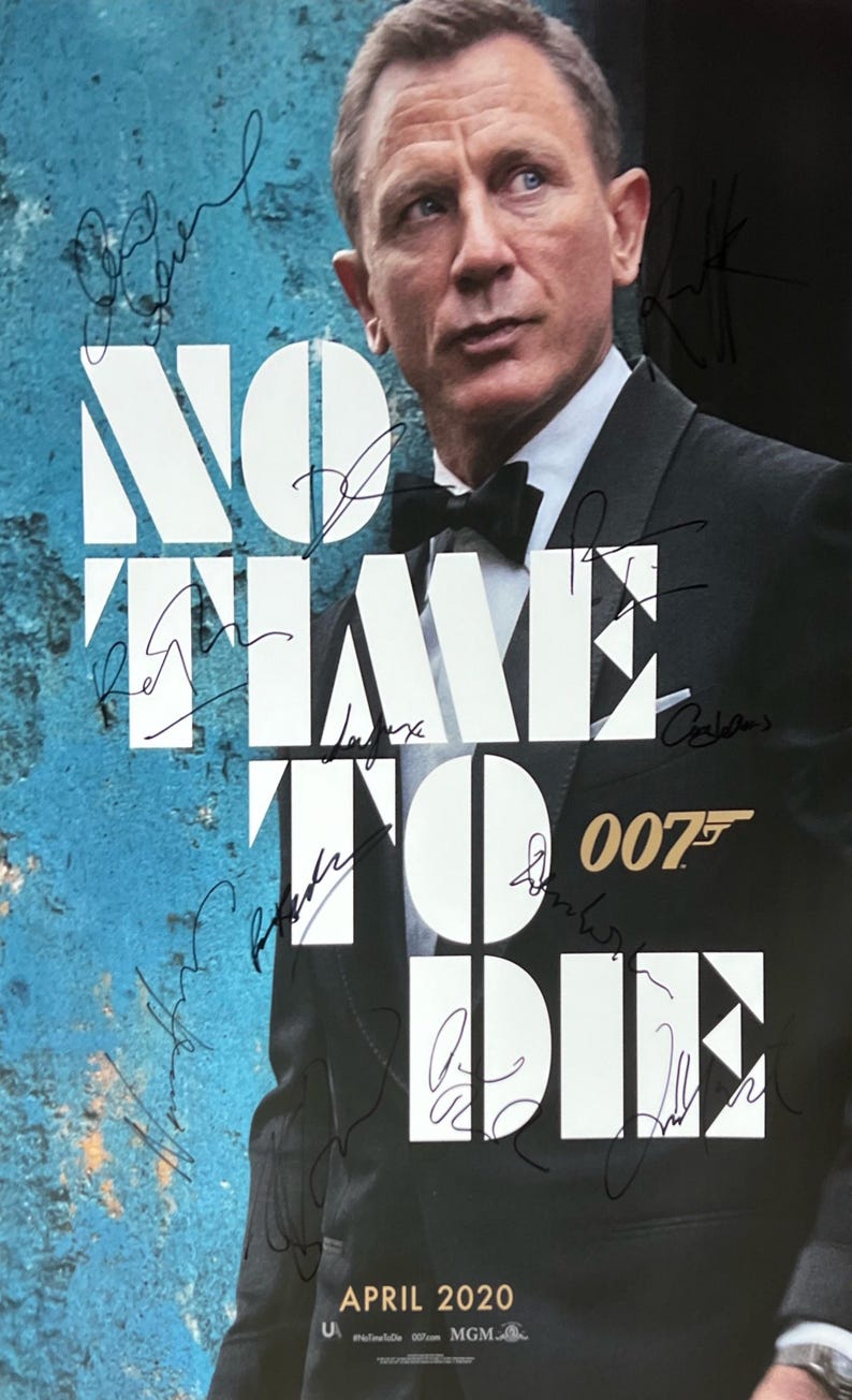 Autograph Signed 007 No Time to Die Poster COA - Etsy