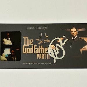 Tarjeta con autógrafo firmado de El Padrino, negativos de la película, COA, Al Pacino