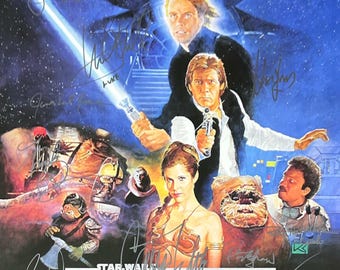 Autograph Signed Return of the Jedi Poster COA