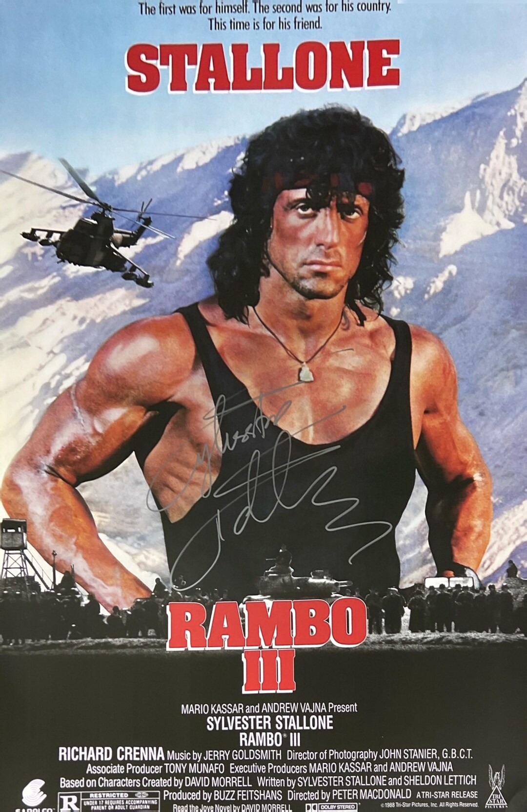 シルベスター・スタローン直筆サイン入りレア 1986年（ランボー2） 直筆サイン入りランボーポスター COA - Etsy 日本
