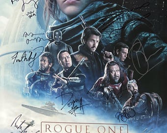 STAR フェリ WARS COA 直筆サイン入りローグ・ワンポスター - 使用済 A