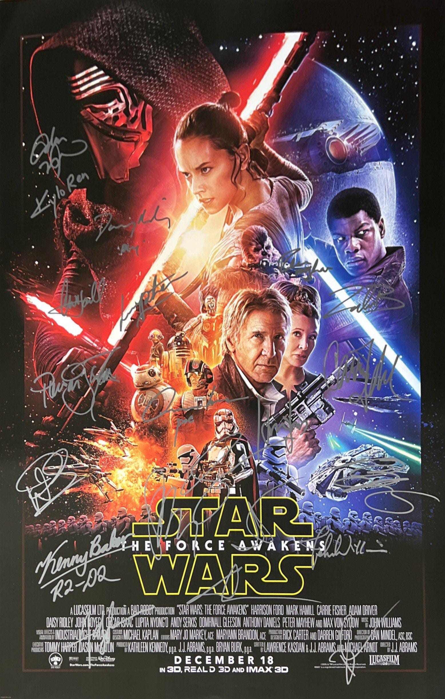 直筆サイン入り『フォースの覚醒』ポスター COA - Etsy 日本
