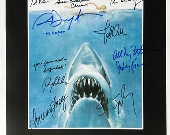 Autograph Signed Jaws Poster Steven Spielberg COA