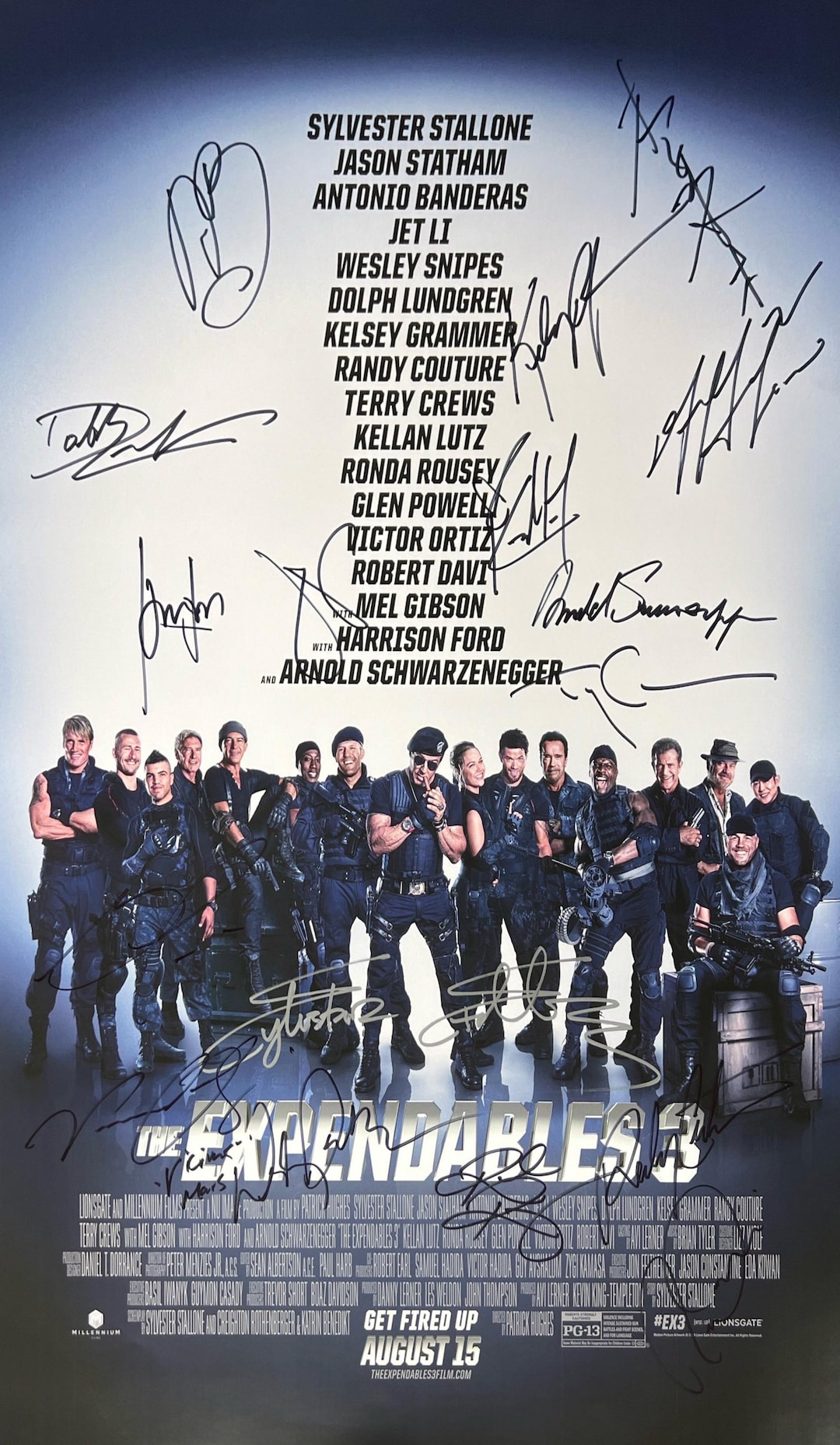 Autograph Signed Expendables Poster Sylvester Stallone COA