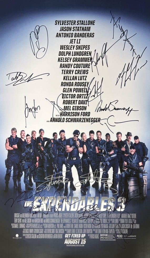 Autograph Signed Expendables Poster Sylvester Stallone COA