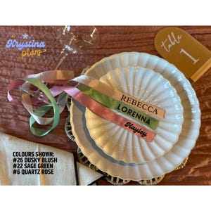 Personalised Satin Ribbon Name Tags – Custom Wedding Place Cards | Elegant Napkin Name Ribbons for Events, Favours & Table Decor