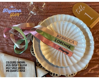 Personalised Satin Ribbon Name Tags – Custom Wedding Place Cards | Elegant Napkin Name Ribbons for Events, Favours & Table Decor