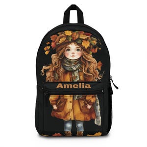 Personalized Fall Backpack: Autumn Girl Design, Back to School