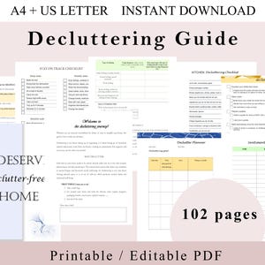 Guide de désencombrement, planificateur de désencombrement, listes de contrôle pour le désencombrement (PDF modifiable)