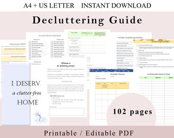 Guía para ordenar, Planificador para ordenar, Listas de verificación para ordenar (PDF editable)