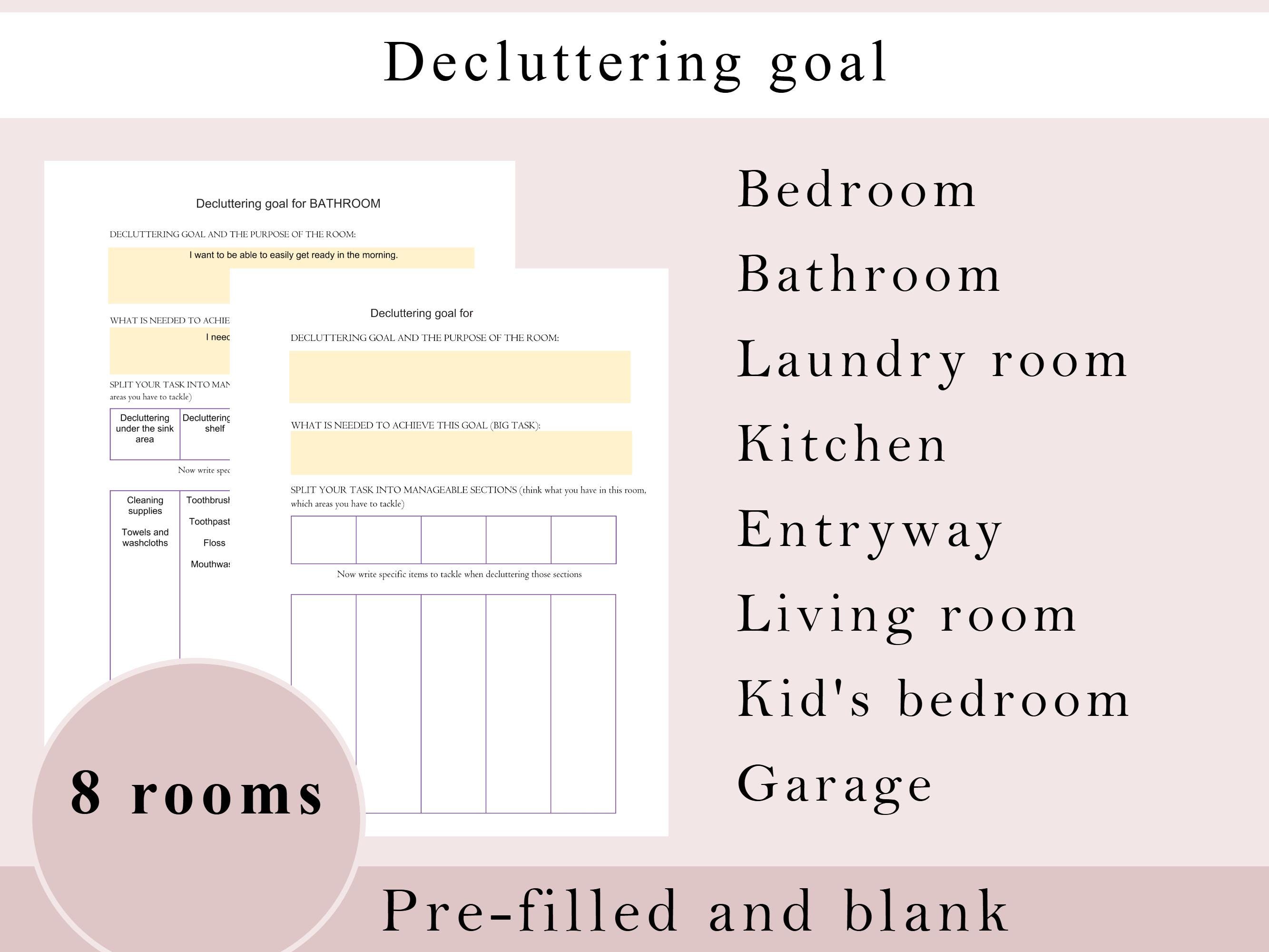 Decluttering Guide, Declutter Planner, Declutter Checklists (editable ...