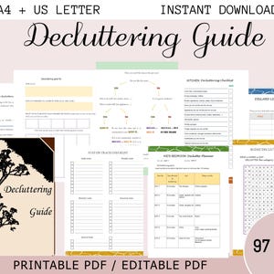 Decluttering Guide, Declutter Planner, Declutter Checklists (Editable PDF)