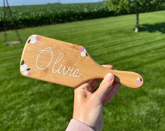 Hand Painted Hair Brush | Personalized Floral Girl Gift